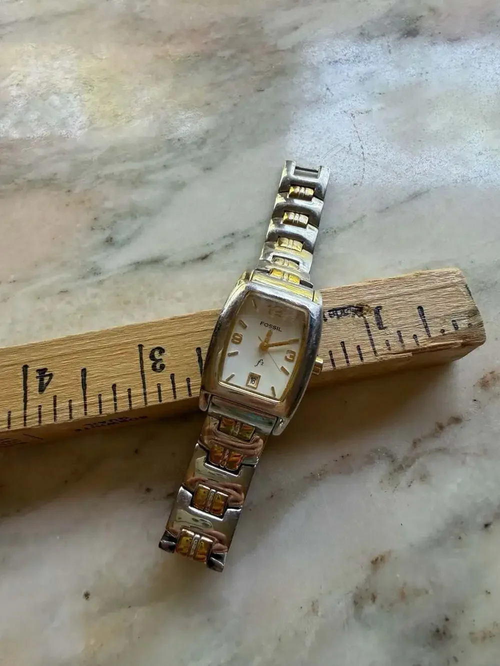 Fossil F2 ES-9556 Two Tone Stainless Steel Rectangle Women's Watch